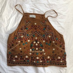 Hippie Boho Embroidered Crop Top